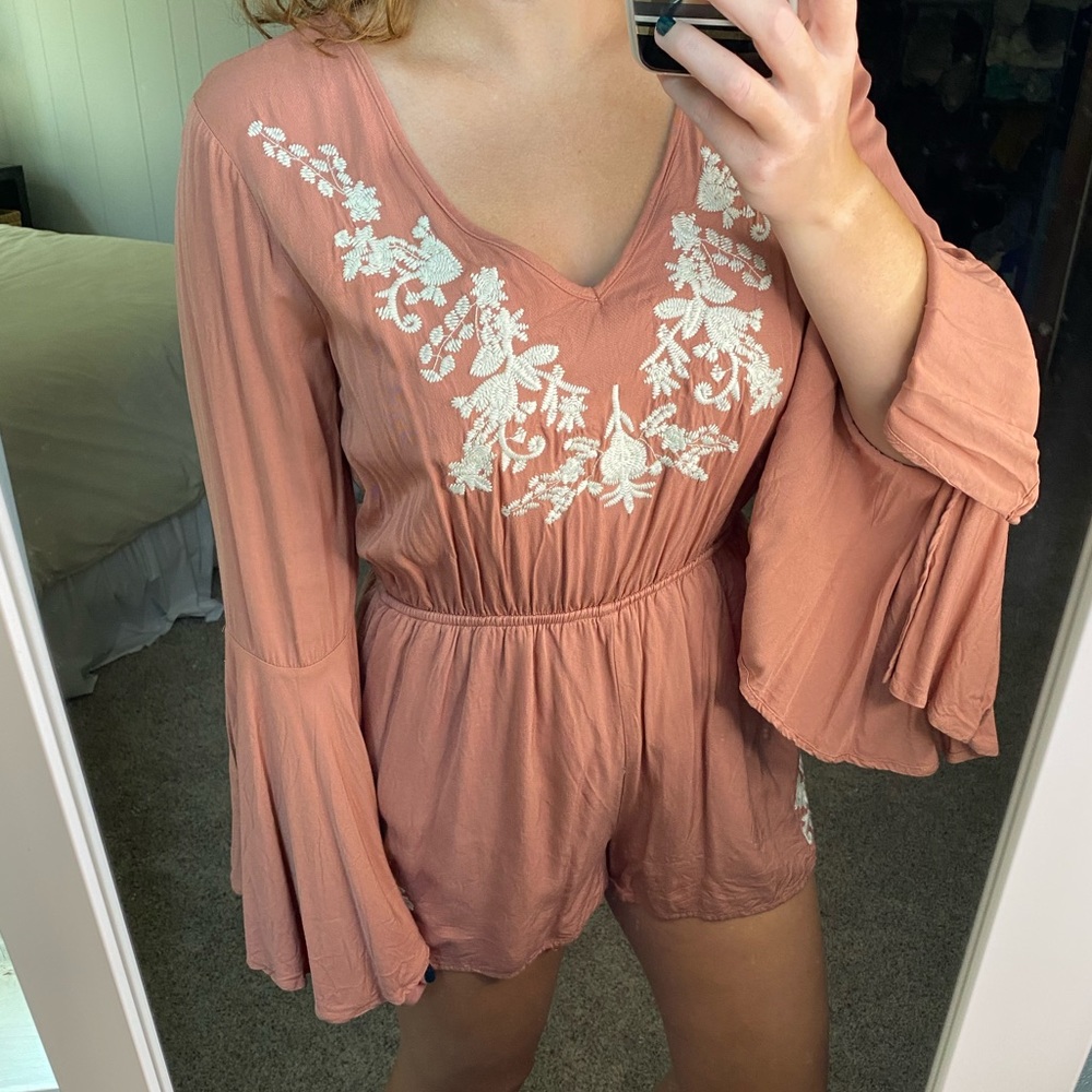 Altar'd State Embroidered Floral Spring Romper Size M